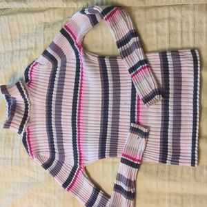 💲2/$10 Girl's Striped Rib Knit Turtleneck Top